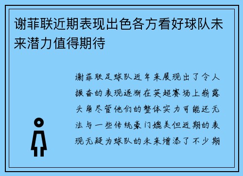 谢菲联近期表现出色各方看好球队未来潜力值得期待
